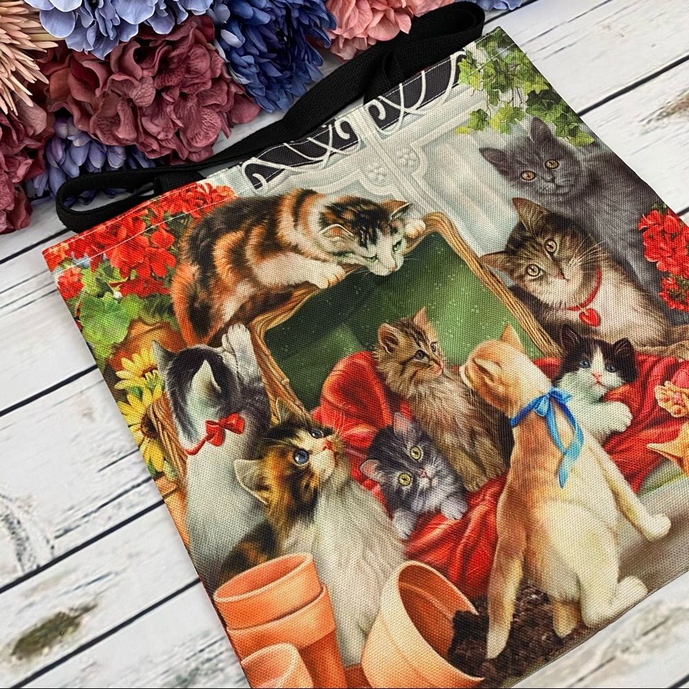 Eco-Friendly Naughty Kittens Folding Tote Bag - Picture 3 of 16